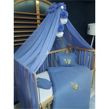 Özgürce Rüya Gibi Nakışlı Müslin Uyku Seti, Yorgan Kılıfı, Ponponlu Cibinlik Tülü ve Aparat