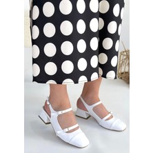 Subutu Doran Beyaz Cilt Topuklu Ayakkabı