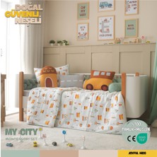 Özgürce Renkli Müslin Uyku Seti, Araba, Ev ve Yol Temalı, %100 Pamuk, Konforlu ve Şık