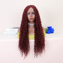 Subutu Kızıl Kahve Uzun Kıvırcık Dalgalı Fiber Sen Tül Peruk