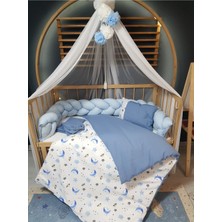 Özgürce Yumuşak Erkek Bebek Uyku Seti, Örgü Korumalı, 60X120 Cm, Cibinlikli