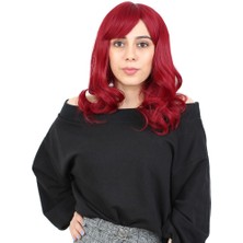 Subutu Dalgalı Perçemli Orta Boy Fiber Sen Peruk / Kızıl