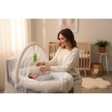 Özgürce Yıldız Desenli Cibinlikli Bebek Yatağı, Anne Yanı Güvenli ve Konforlu