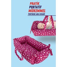 Özgürce Yıldızlı Pembe Portbebe ve Ana Kucağı Seti, Taşıma Çantası 50X70 cm