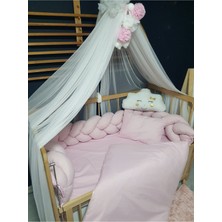 Özgürce Kız Bebek Uyku Seti, Örgü Korumalı 60X120 Cm, Bulut Yastık Hediye