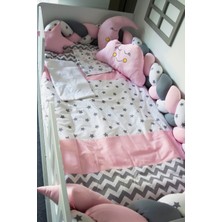 Özgürce Bebek Uyku Seti, Örgü Yan Korumalı, 90X190 ve 100X200, Zig Zag Desen