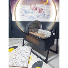 Özgürce 45X85 Keten Tenteli Portatif Beşik ve Uyku Seti, Silinebilir Lüks Keten Fileli