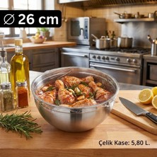 Meaty & Cheesy Çelik Kase 26 cm (5.8 L) - Profesyonel Hazırlık ve Marine Kabı