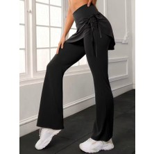 Barış Beauty Kadın Yüksek Belli Yandan Büzgülü Paçaya Doğru Geniş Dalgıç Tayt