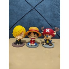 One Piece Luffy Sanji Chopper 3’lü Figür Seti (8cm) – Koleksiyonluk Premium Anime Biblo Figür