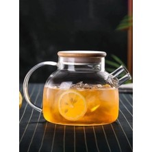Hype Store Vakumlu Bambu Kapaklı Isıya Dayanıklı Borosilikat Cam Demlik, Süzgeçli (1000 Ml) | Teapot. Vakumlu B