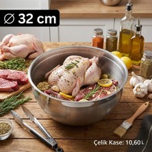 Meaty & Cheesy Çelik Büyük Boy Kase 32 cm (10.6 L) - Büyük Porsiyon Hazırlama Kasesi
