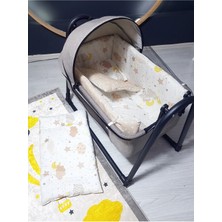 Özgürce 45X85 Keten Portatif Bebek Beşiği ve Uyku Seti, Sallanır, Tenteli