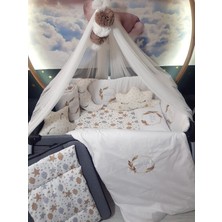 Özgürce 70X120 Nakışlı Bebek Uyku Seti, 18 Parça, Cibinlik ve Aparatlı, Konforlu