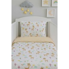 Özgürce Pamuklu Bebek/çocuk 70X110 Park Beşik Yastık ve Çarşaf Takımı Kahverengi