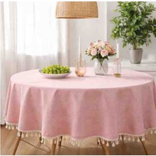 Ayzen Home Püskül Detaylı Su Itme Özelliğine Sahip Duck Kumastan Masa Örtüsü Pudra Renginde ve Değişik Ölçülerde