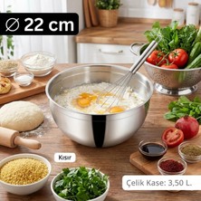 Meaty & Cheesy Çelik Kase 22 cm (3.5 L) - Makarna ve Meyve Hazırlama Kasesi
