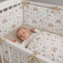 Özgürce Dağ Desenli 80X130 Kahve Beşik Kenar Koruma ve Nevresim Takımı Seti