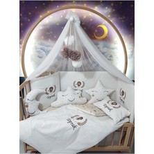 Özgürce Sevimli Bebek Uyku Seti, Nakışlı, Cibinlik ve Aparatlı, Aslan Başak Motifi