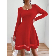 Barış Beauty Etek Tül Detay Krep Elbise