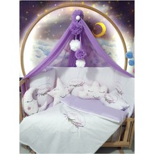 Özgürce 60X120 Nakışlı Bebek Uyku Seti, Lüks Cibinlik ve Çiçek Fiyonk Detaylı