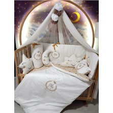 Özgürce Bebek Uyku Seti 60X120, Nakışlı, Cibinlikli, Bağcıklı, Başak Taç Motifli