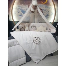 Özgürce Renkli Nakışlı Bebek Uyku Seti 70X120, Lüks Cibinlik ve Aksesuarlar