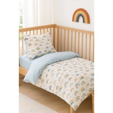 Özgürce Pamuklu Çocuk Yatak Takımı, 100X200, Montessori, Gökkuşağı Mavi, Yorganlı