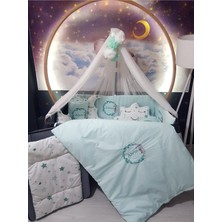 Özgürce 70X120 Nakışlı Bebek Uyku Seti, Lüks Cibinlik ve Tavşan Aparatıyla Rahat Uyku