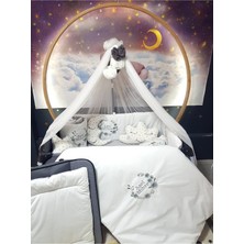 Özgürce Sevimli Nakışlı Bebek Uyku Seti 70X110, Lüks Cibinlikli ve Cibinlik Aparatlı