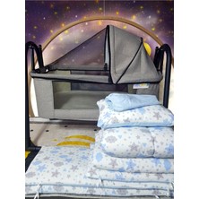 Özgürce 45X85 Keten Portatif Beşik ve Uyku Seti, Tenteli Sallanır, Anne Yanı