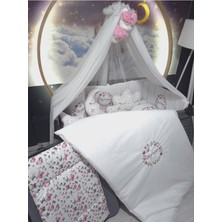 Özgürce Rüya Gibi Bebek Uyku Seti, Nakışlı, Cibinlik ve Aparat Dahil, Çiçek ve Kelebek