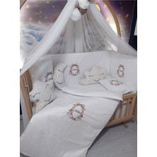 Özgürce 70X130 Nakışlı Bebek Uyku Seti, 17 Parça, Lüks Cibinlik ve Aparat ile