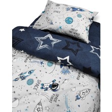 Özgürce Yumuşak 100% Pamuklu Çocuk Yastık ve Yorgan Seti, Uzay Temalı 90X190