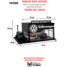 3dpazarıcom 1/64 Ölçekli Siyah Renk Volkswagen Showroom Tasarımlı Diorama Araç Sergileme Garajı 3D Baskı