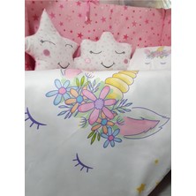 Özgürce Sevimli Unicorn Bebek Uyku Seti, Kenar Korumalı, Cibinlikli, Yorgan ve Yastık
