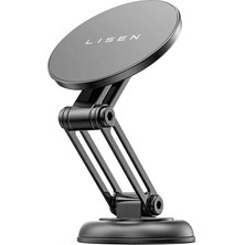 Lisen 360° Döner Katlanabilir Metal Araç Telefon Tutucu Siyah