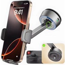 Lisen A680 Akıllı Elektrikli Araç Telefon Tutucu – Otomatik Kelepçeli & Manyetik Vakum Sistemli Siyah