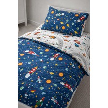 Özgürce Renkli 70X130 Pamuklu Yastık ve Çarşaf Seti, Mavi ve Trafik Deseni