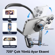 Lisen Trend Mıknatıslı Boyun Telefon Tutucu - Silikon, Eller Serbest Kullanım Siyah