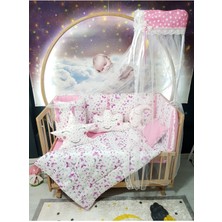 Özgürce Bebek Uyku Seti 60X120, Cibinlik ve Aparat, Pembe Kelebek Desenli