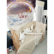 Özgürce 60X120 Bebek Uyku Seti Yıldız Desenli Cibinlikli 11 Parça, Beşik Dahil Değil