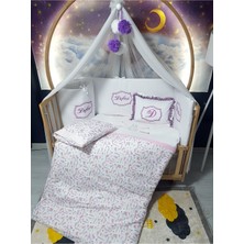 Özgürce Yumuşak Pamuklu Bebek Uyku Seti, Cibinlik ve Isimli Kırlent ile Rahat Uyku