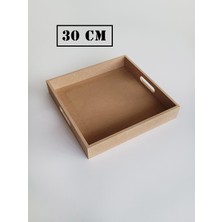 Ahşap, Ham Mdf, Boyanabilir Kare Tepsi 30 cm