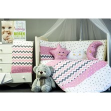 Özgürce Bebek Uyku Seti Nevresim Takımı 80X140 Zig Zag Pembe, Yumuşak ve Konforlu
