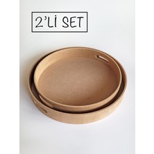 Yegane Concept Ham Mdf, Boyanabilir 2 Boy Yuvarlak Tepsi