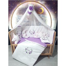 Özgürce 70X130 Nakışlı Bebek Uyku Seti, Lüks Cibinlik ve Aparatlı, 17 Parça