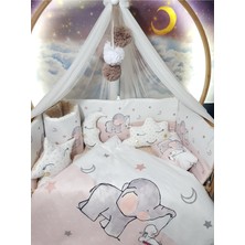 Özgürce Bebek Uyku Seti, Cibinlikli, Beşik Kenar Korumalı, Dijital Baskılı, 60X120