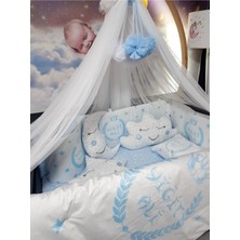 Özgürce Renkli Bebek Uyku Seti 70X110, Dijital Baskılı, Beşik Kenar Koruma ve Cibinlikli