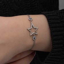 Skygo 925 Ayar Gümüş Yıldız Nazarlı Kadın Bileklik